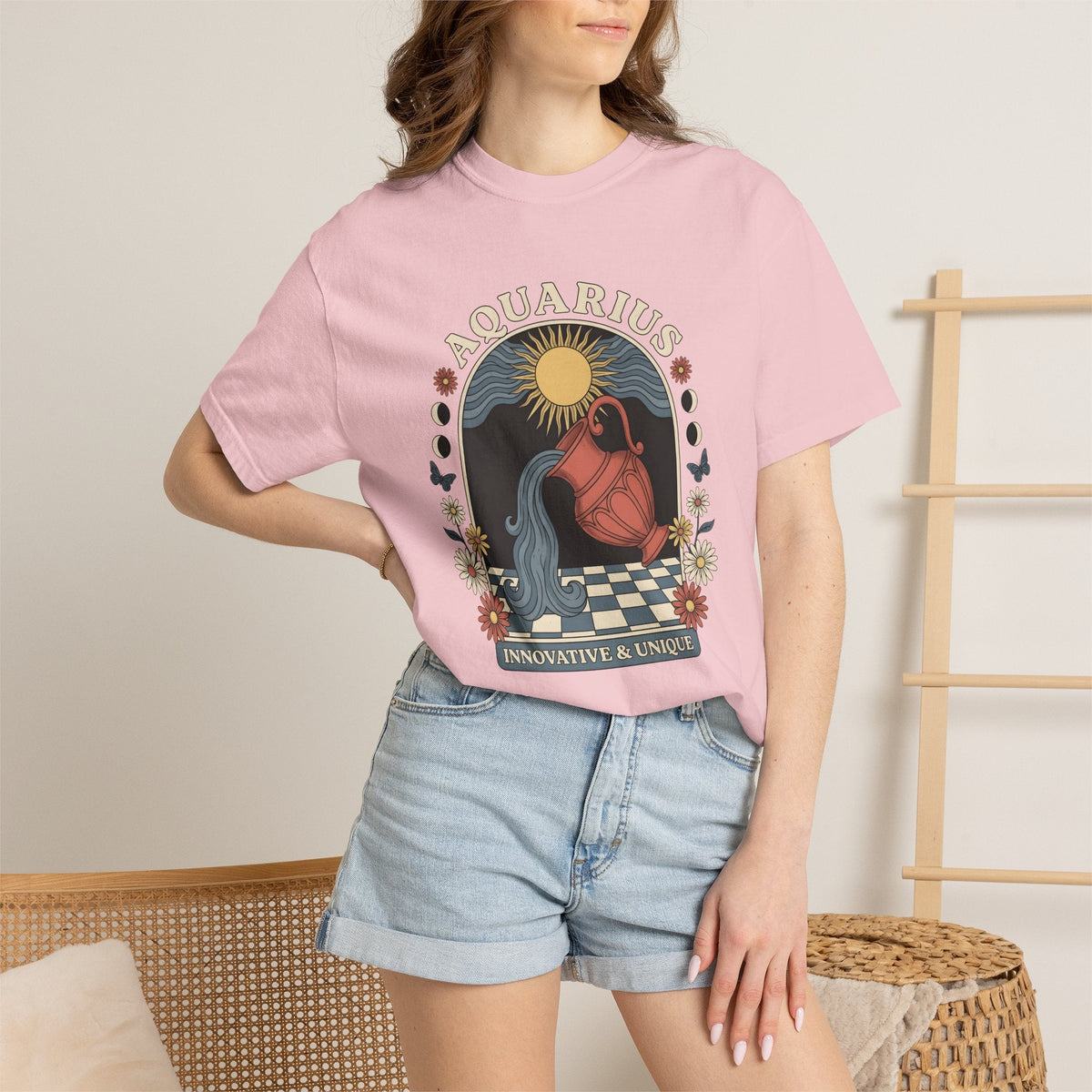 Aquarius Symbol Shirt Boho Chic Star Sign Unisex Gift Line product image 12