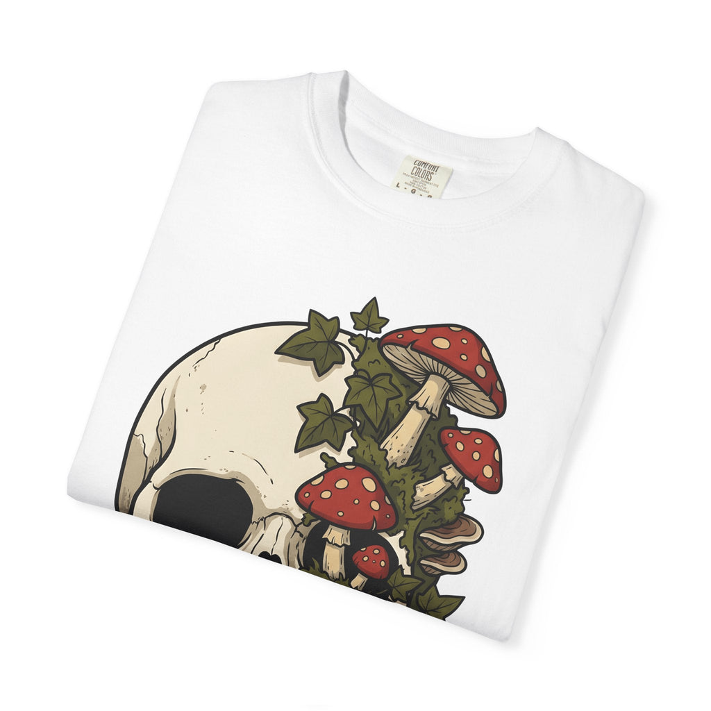 Skull Mushrooms Shirt Gothic Nature Unisex Gift Tattoo Tee product image 6