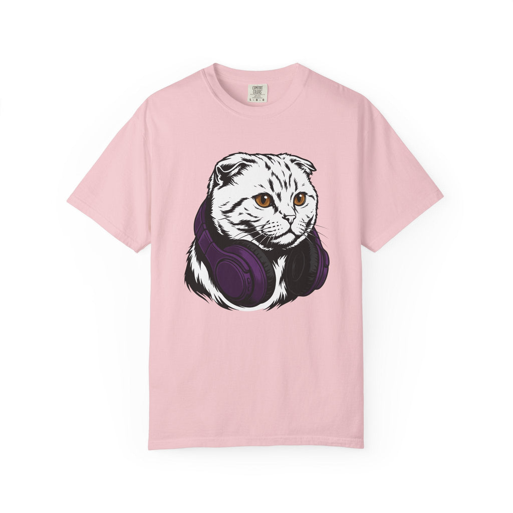 Cat Headphones Shirt Music Gift Women Bold Graphic Tee product image 3
