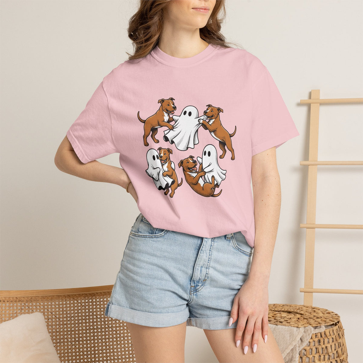 Ghost Pitbull Puppy Shirt Dog Funny Unisex Gift Comic Tee product image 13