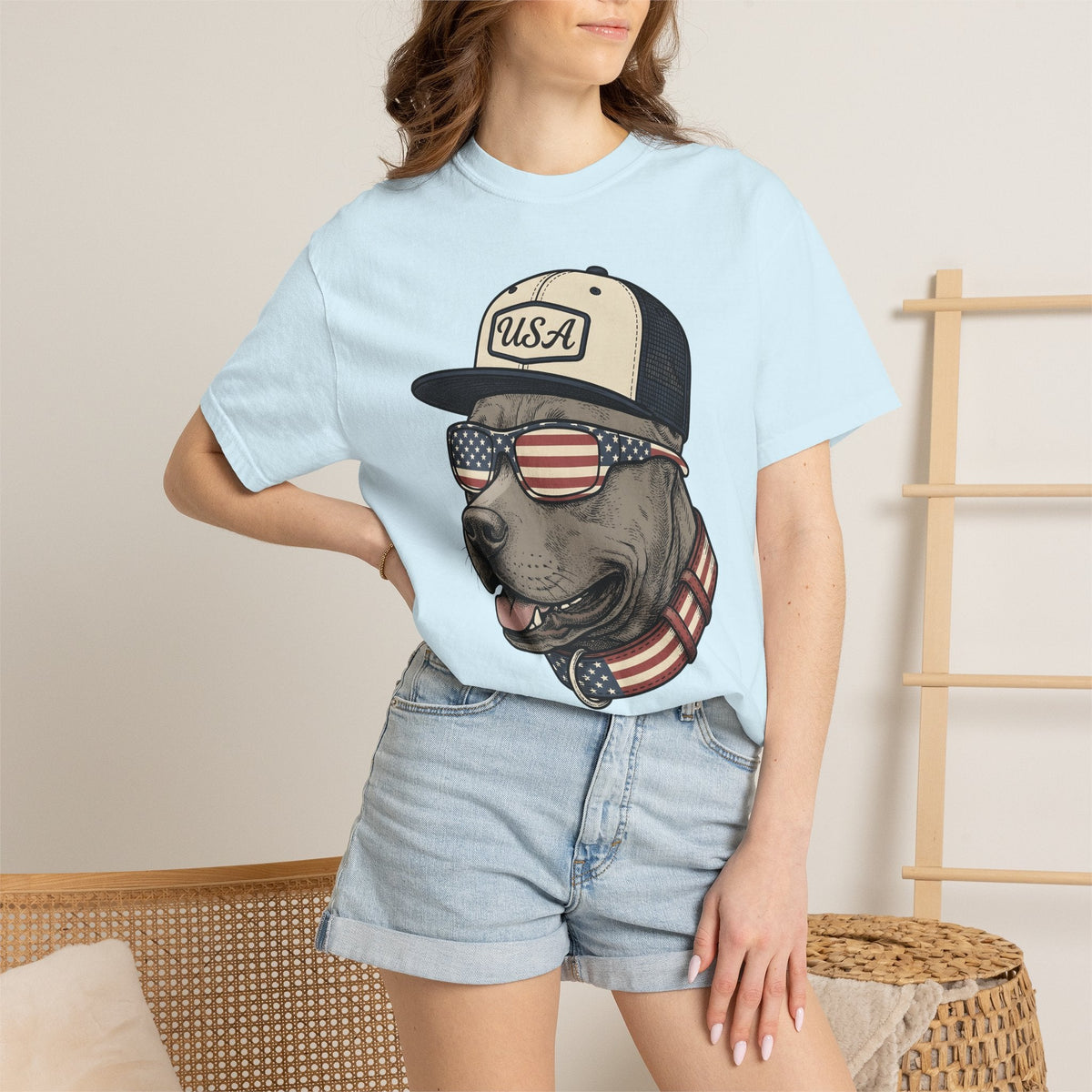 Flag Dog Shirt America Gift Women Classic Tee Bulldog product image 9