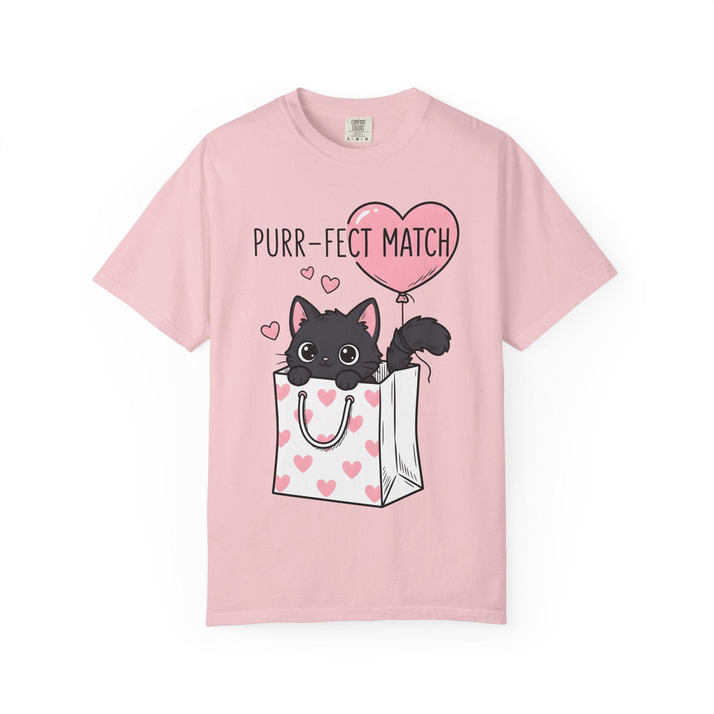 Black Cat Whimsical T-Shirt – Valentine's Day Kitty Line product image 3