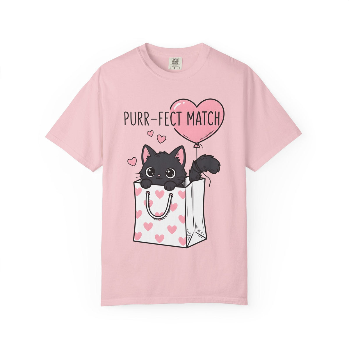 Black Cat Whimsical T-Shirt – Valentine's Day Kitty Line product image 3
