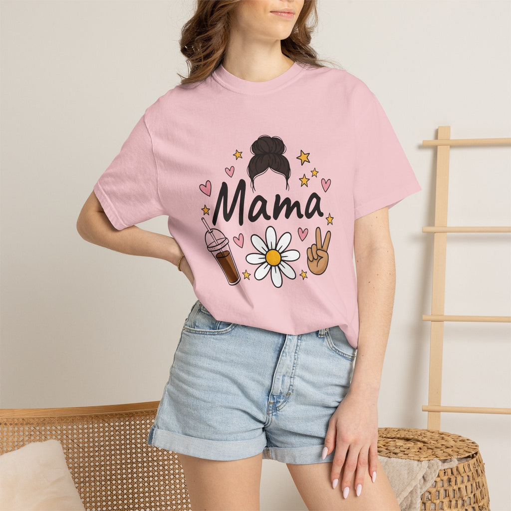 Mom Bun Top Knot Doodle T-Shirt – Busy Mama Coffee Daisy product image 12