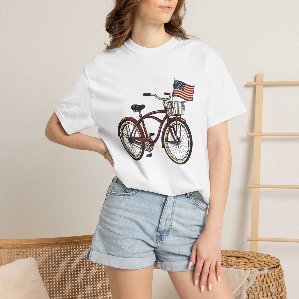 Bike Illustration Shirt 4th Of July America Unisex Gift Old product image 6