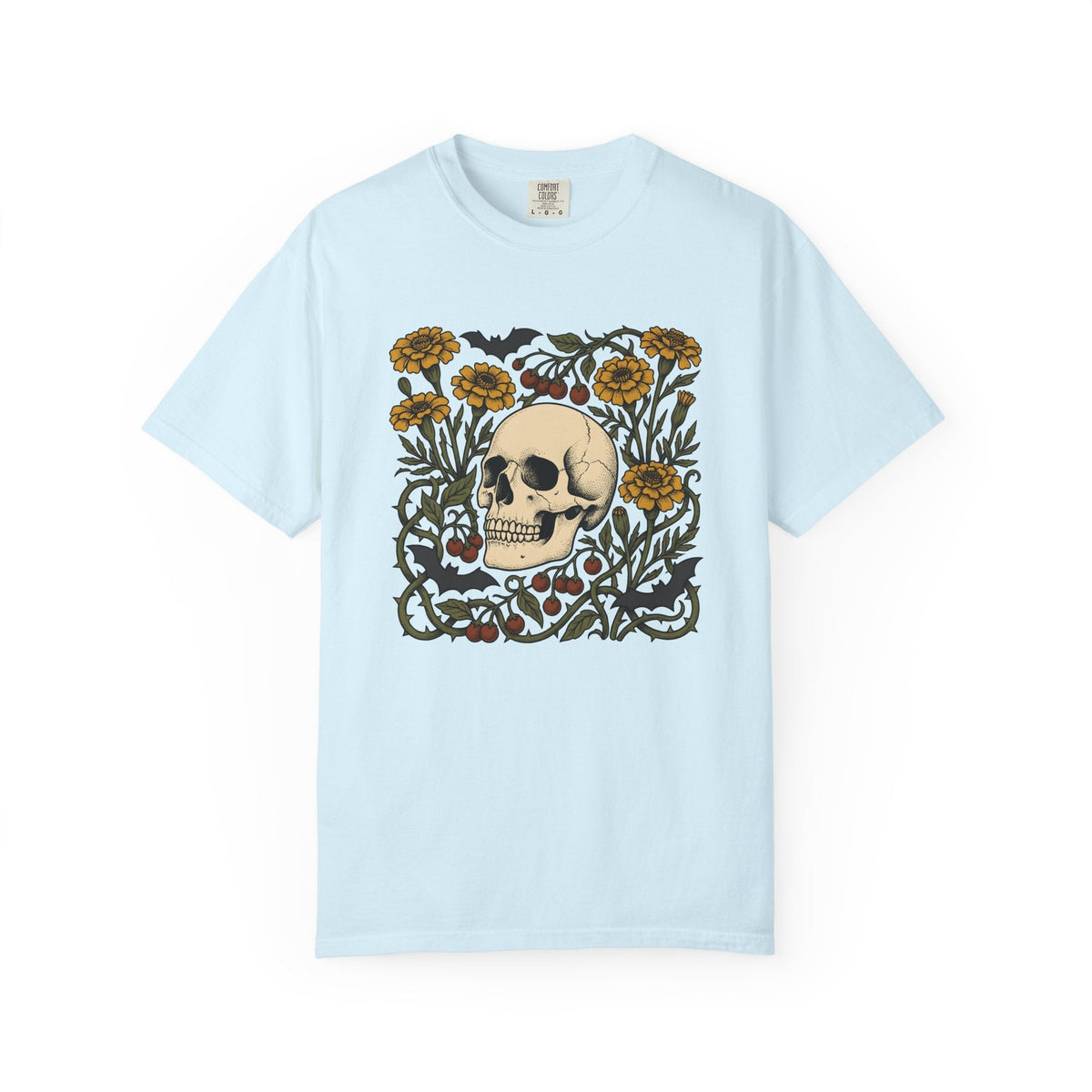 Skull Floral Shirt Halloween Gothic Unisex Gift Tattoo Tee product image 2