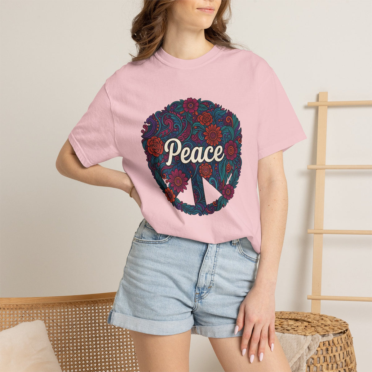Peace Sign Floral Shirt Hippie Festival Unisex Gift Boho product image 12