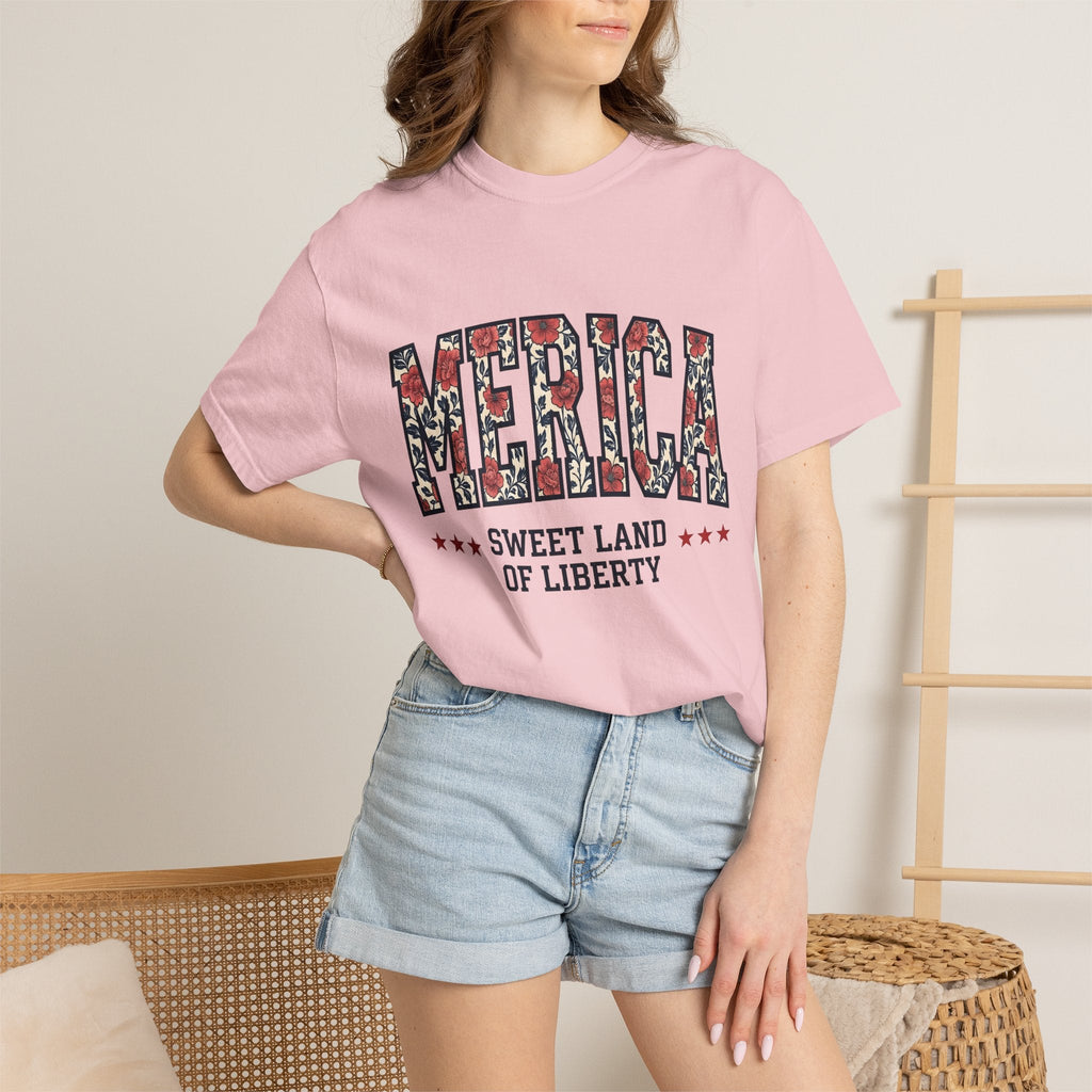 Floral Usa Text Shirt America Patriotic Unisex Gift Vintage product image 12