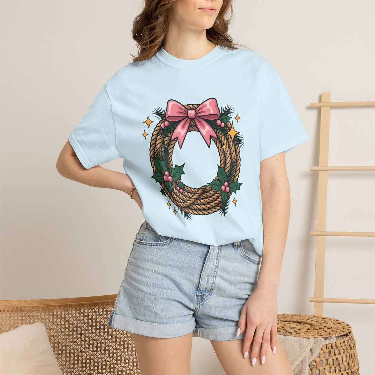 Cord Wreath Shirt Cowgirl Festive Gift for Women Hand Drawn product image 9