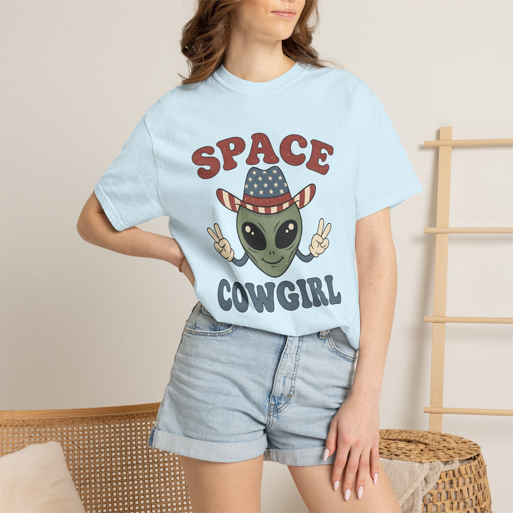 Alien Cowboy Hat Shirt Cowgirl Cosmos Gift for Women Animated Tee Space Hat