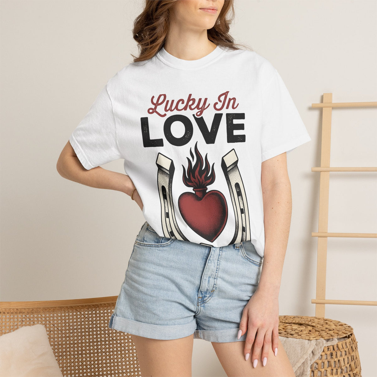 Flaming Heart Horseshoe Shirt St Valentines Day Love Unisex product image 6