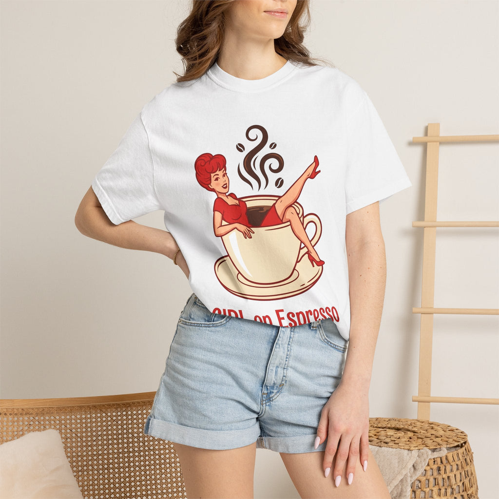 Pinup Coffee Mug Shirt Coffee Fun Unisex Gift Hand Drawn Tee Coffee Cup T-Shirt