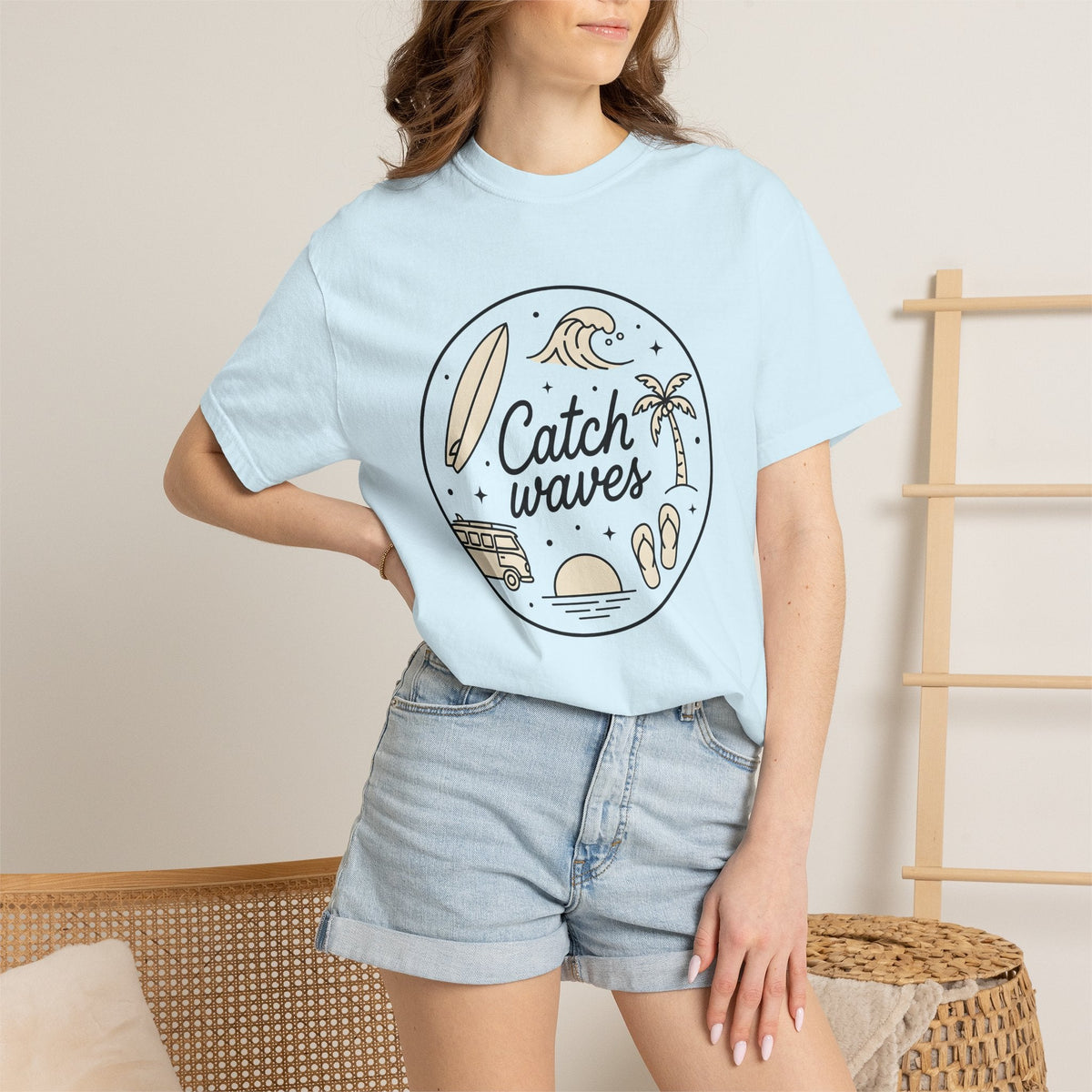Surfboard Wave Shirt Surfing Beach Gift Women Line Art Tee product image 9
