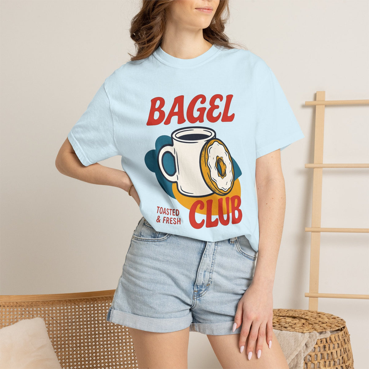 Espresso Mug Bagel Shirt Coffee Food Unisex Gift Hand Drawn Tee Bagel T-Shirt