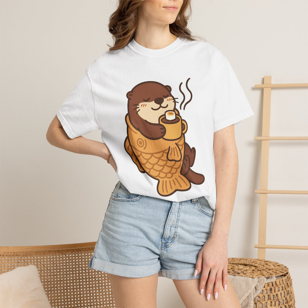 Otter Cupcake Shirt Coffee Wildlife Unisex Gift Cute Tee product image 6