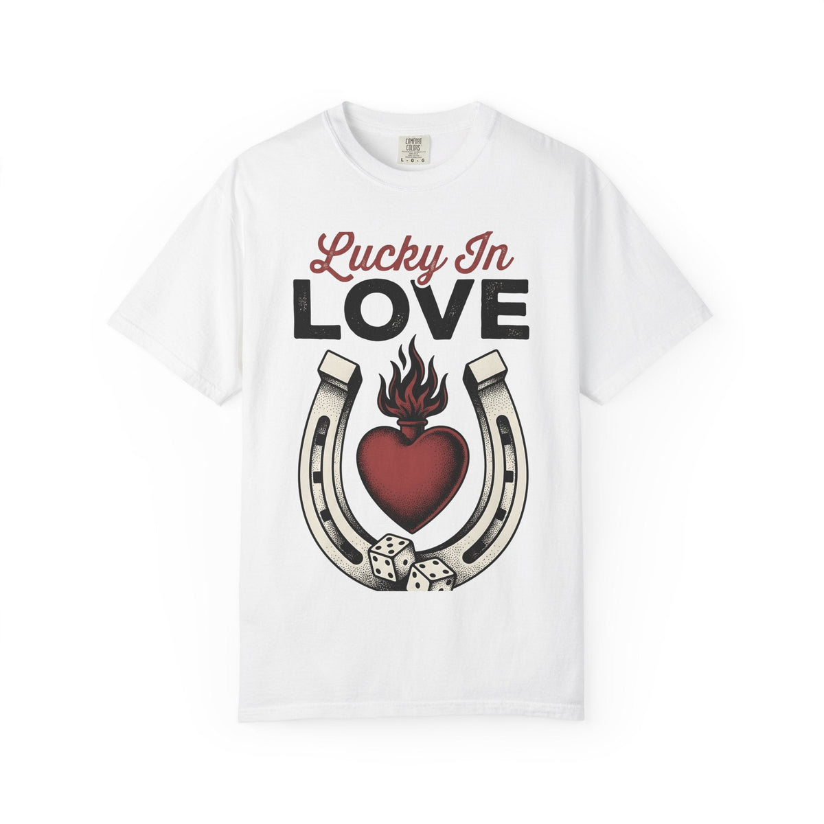 Flaming Heart Horseshoe Shirt St Valentines Day Love Unisex product image 1