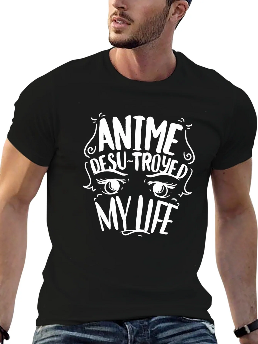 Anime Destroyed My Life Black Graphic Tee product image 6