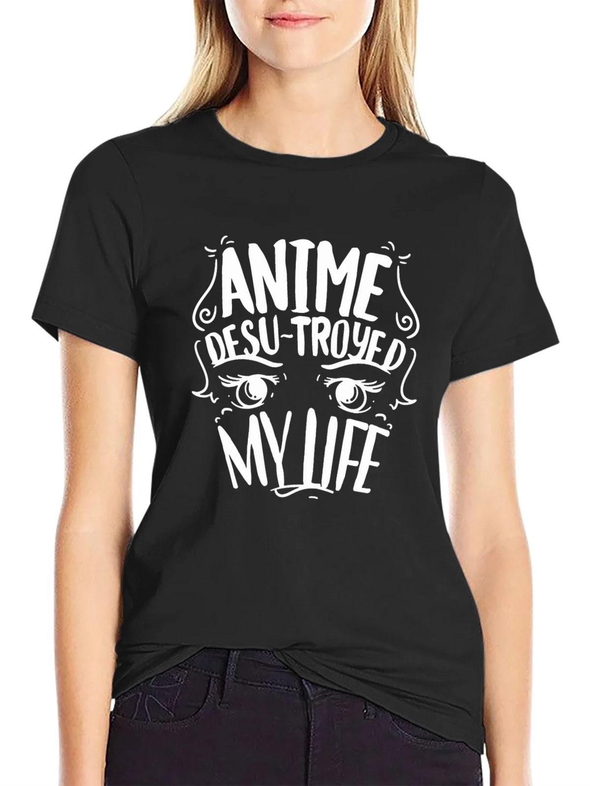 Anime Destroyed My Life Black Graphic Tee product image 2
