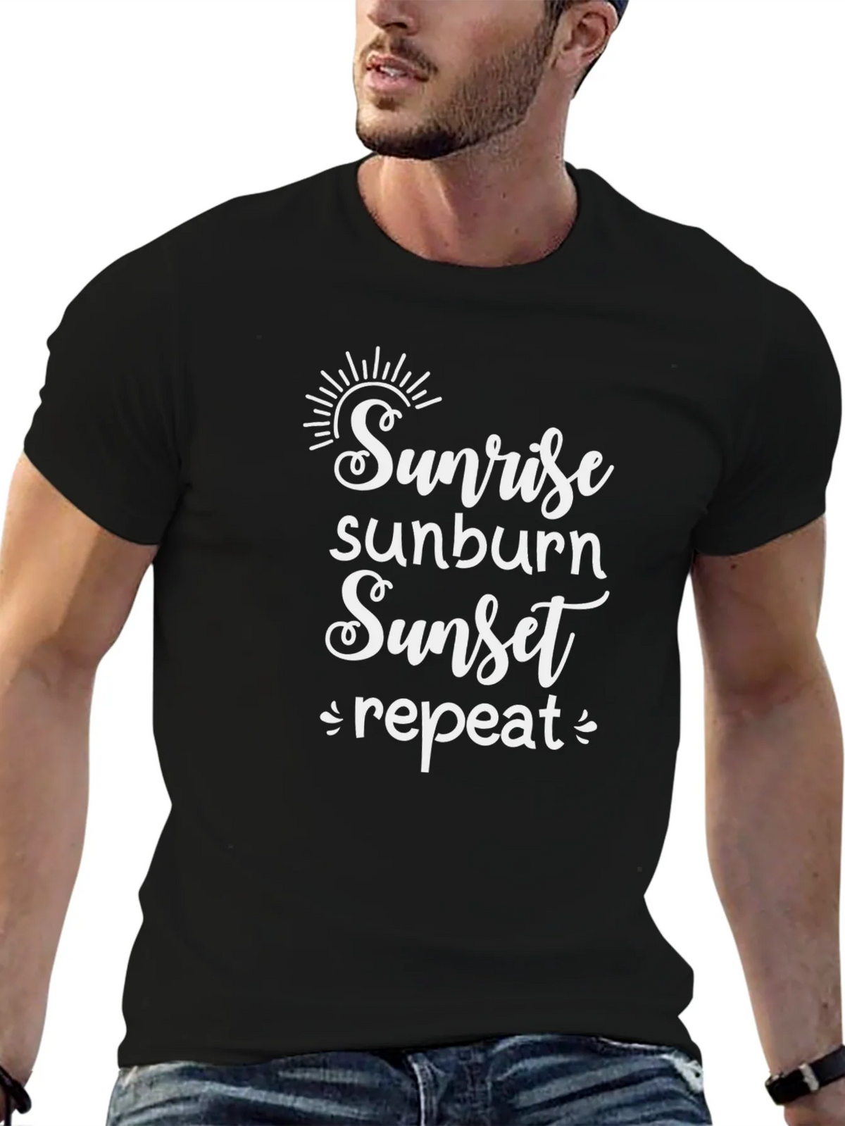 Sunrise Sunburn Sunset Repeat Black T-Shirt product image 2