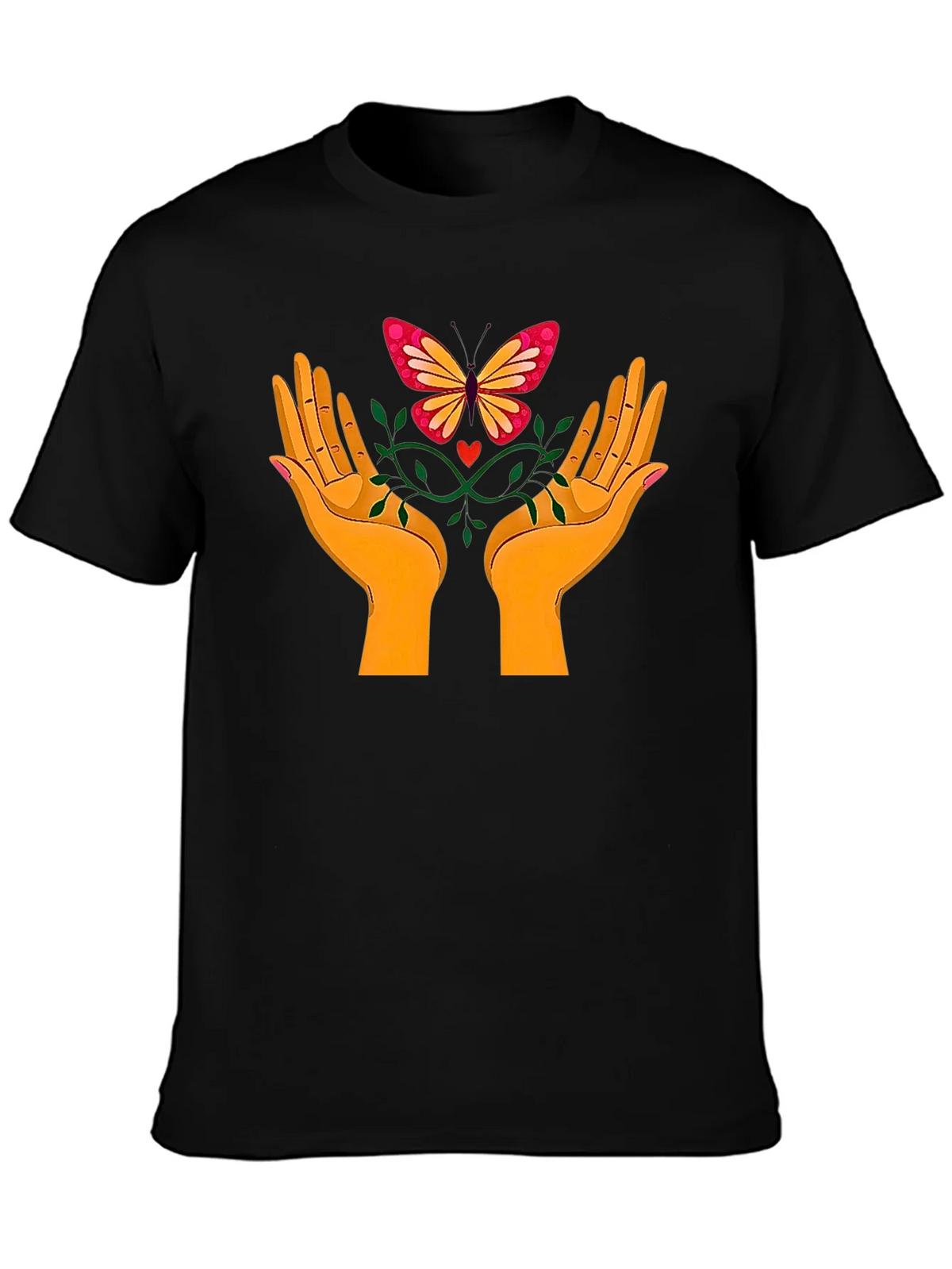 Butterfly Hands Graphic Tee - Black Cotton T-Shirt product image 3