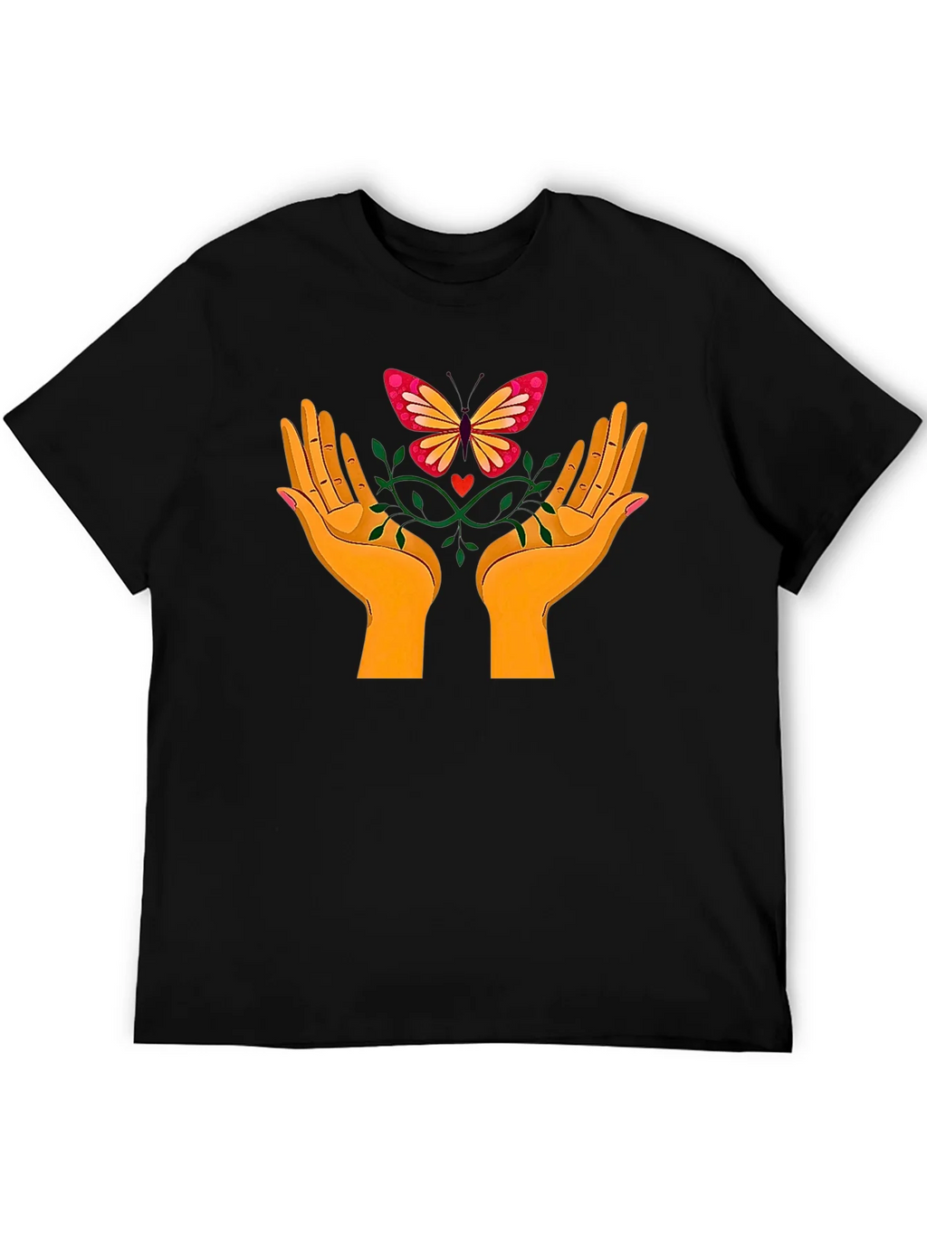 Butterfly Hands Graphic Tee - Black Cotton T-Shirt product image 5