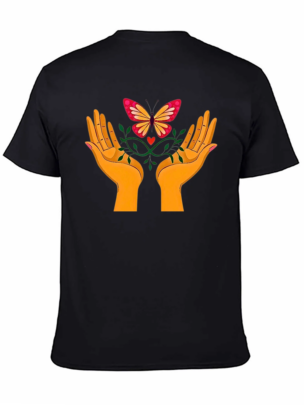 Butterfly Hands Graphic Tee - Black Cotton T-Shirt product image 4