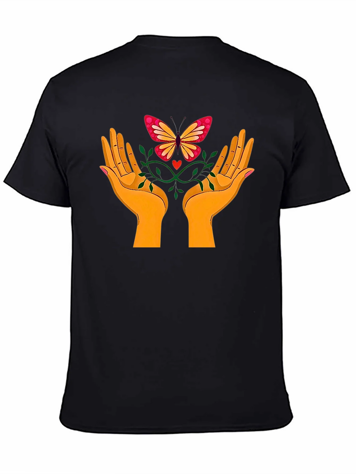 Butterfly Hands Graphic Tee - Black Cotton T-Shirt product image 4