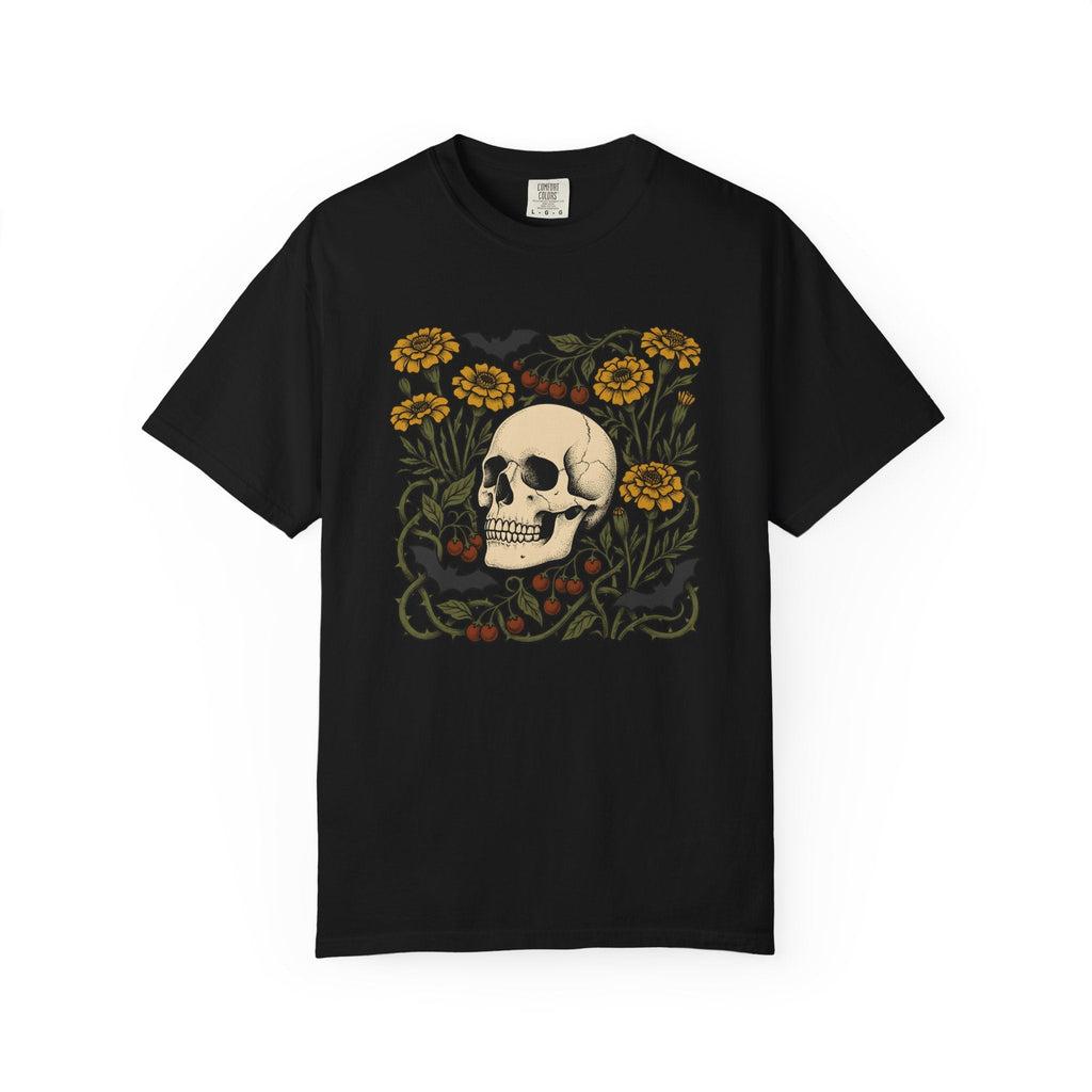 Skull Floral Shirt Halloween Gothic Unisex Gift Tattoo Tee product image 4