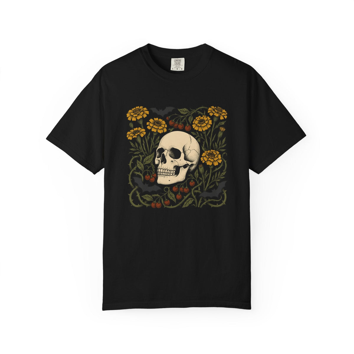 Skull Floral Shirt Halloween Gothic Unisex Gift Tattoo Tee product image 4