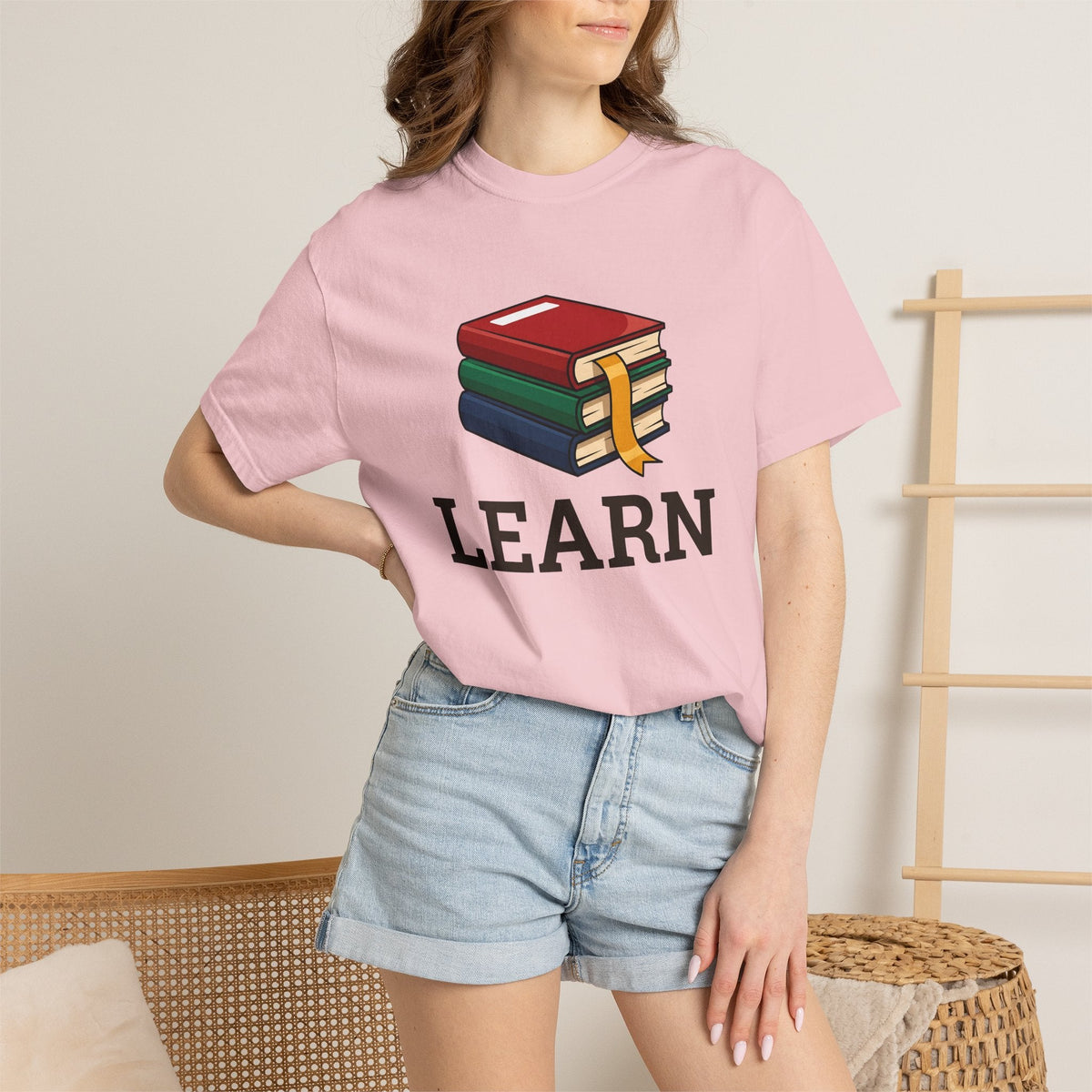 Stacked Books Cartoon T-Shirt – Bookish Teacher Reading product image 12