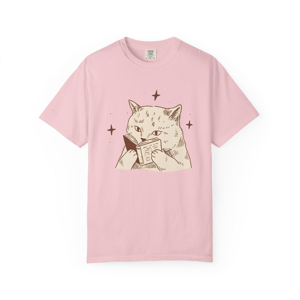 Cat Reading Shirt Bookworm Unisex Gift Hand Drawn Tee Kitty product image 3