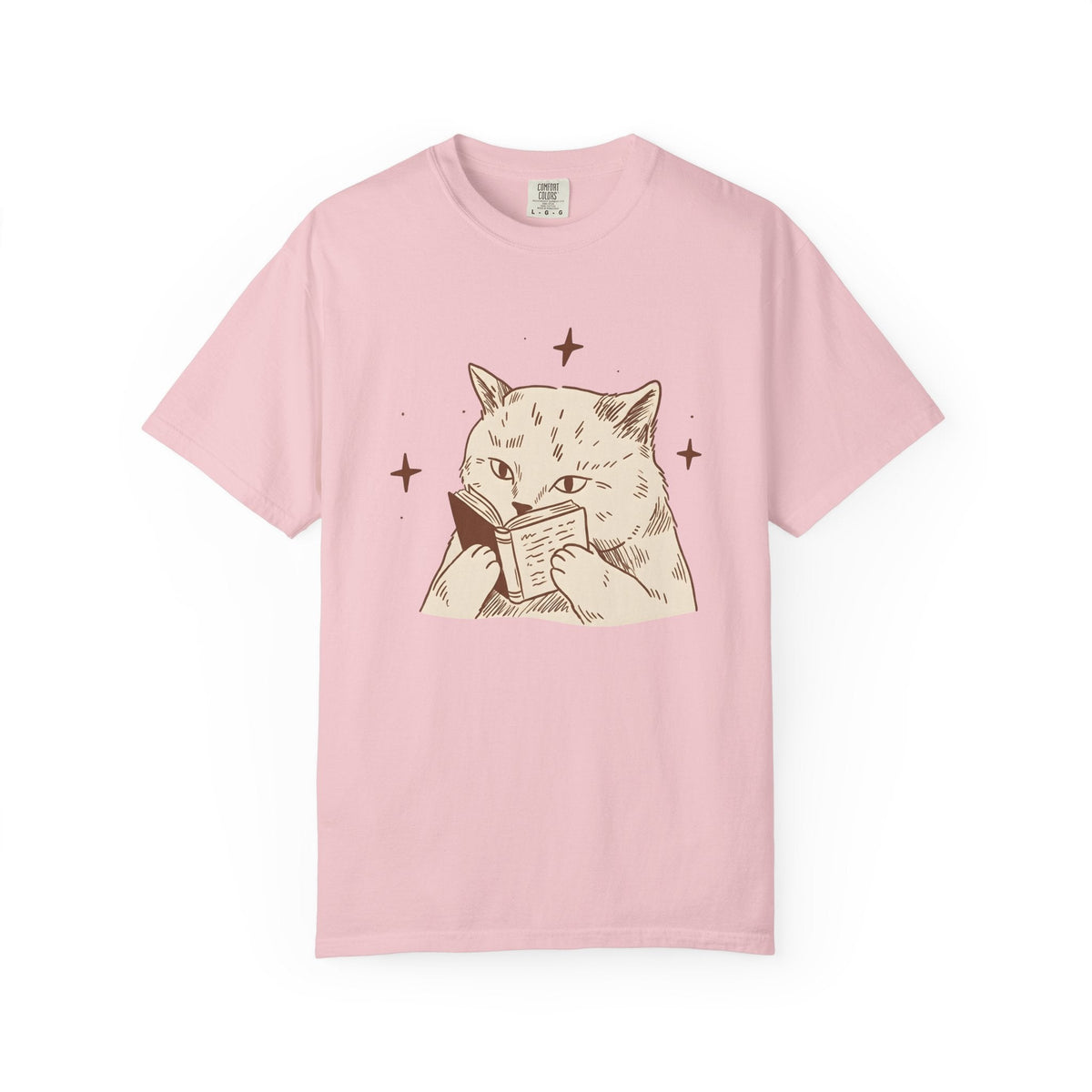Cat Reading Shirt Bookworm Unisex Gift Hand Drawn Tee Kitty product image 3
