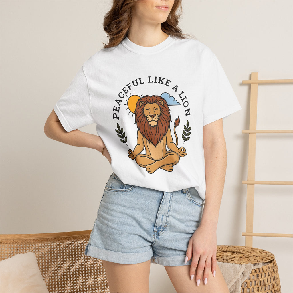 Peaceful Lion Shirt Yoga Wellness Unisex Gift Animated Tee product image 6