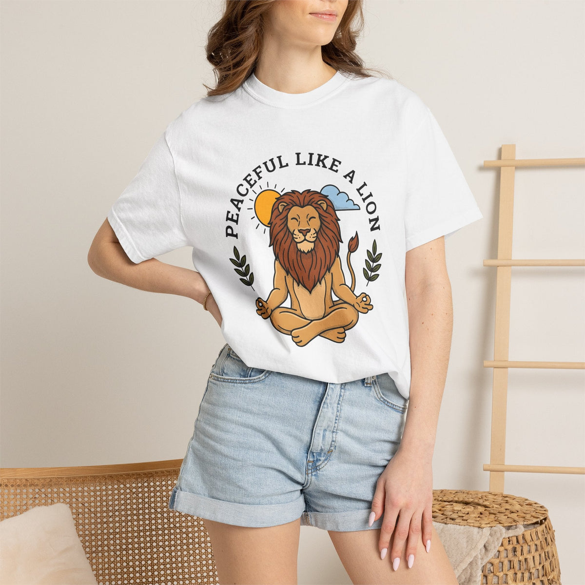 Peaceful Lion Shirt Yoga Wellness Unisex Gift Animated Tee product image 6