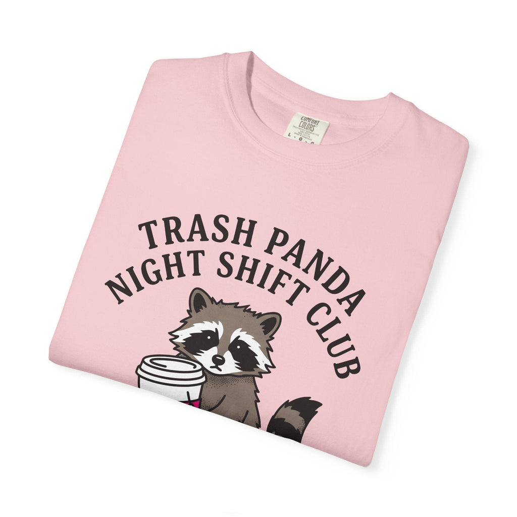 Raccoon Coffee Mug Comic T-Shirt – Funny Nurse Wildlife Caffeine, Unisex Graphic Tee
