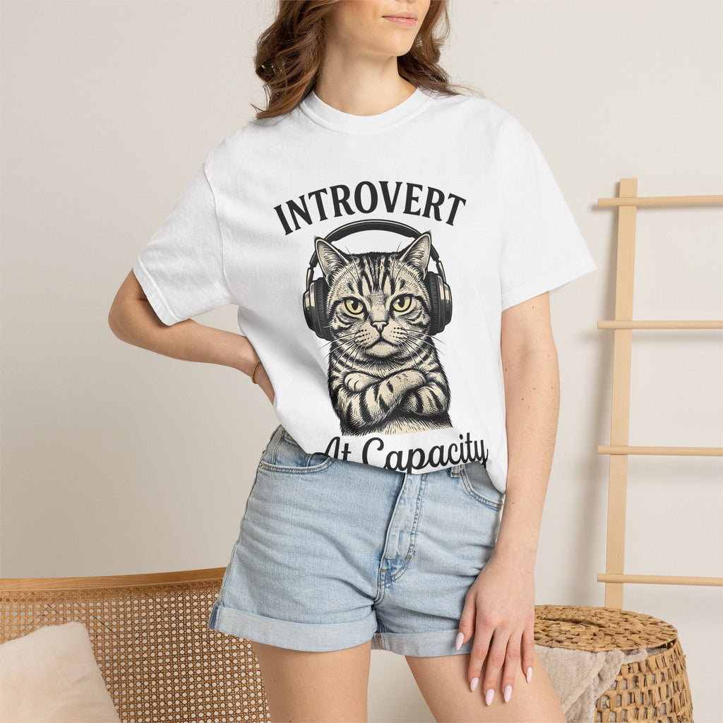Tabby Cat Headphones Shirt Introvert Unisex Gift Vintage product image 6