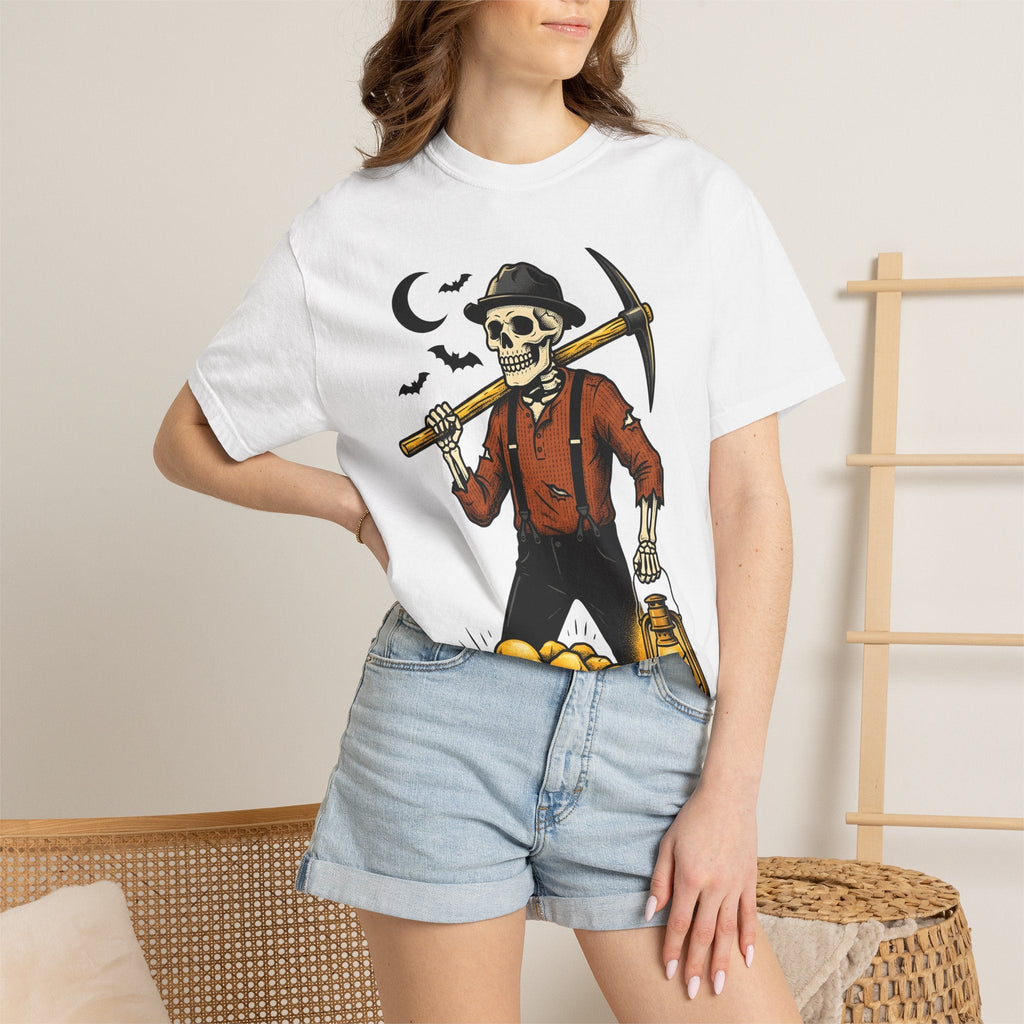 Skeleton Miner Shirt Halloween Dark Unisex Gift Retro Tee product image 6