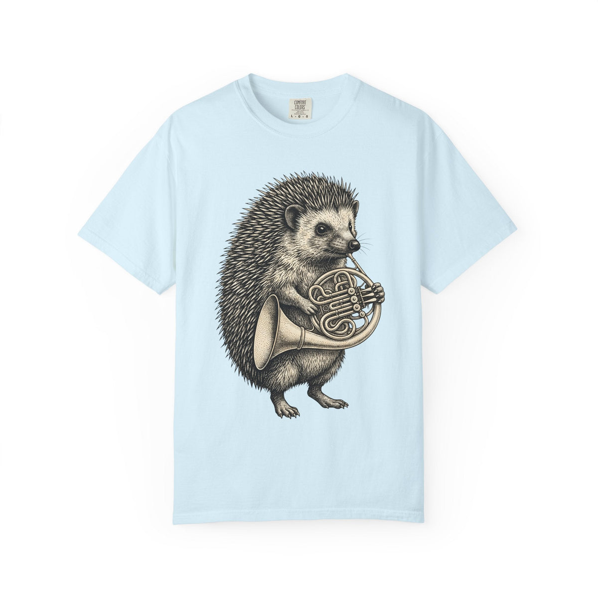 Hedgehog Horn Shirt Animals Instruments Unisex Gift Retro product image 2