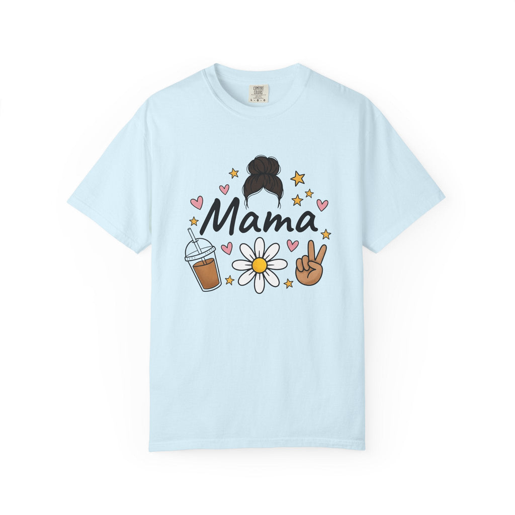 Mom Bun Top Knot Doodle T-Shirt – Busy Mama Coffee Daisy product image 2