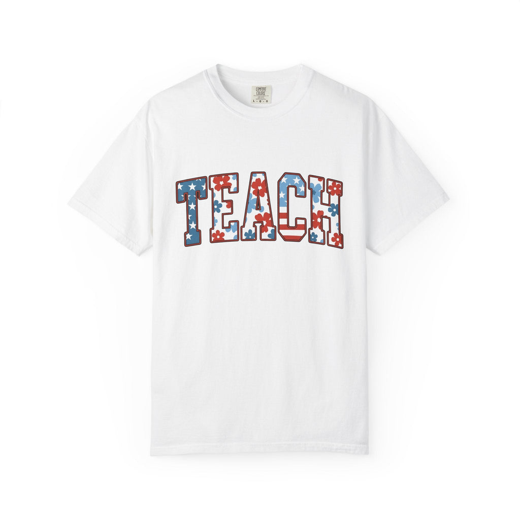Patriotic Floral Text Shirt America Teacher Unisex Gift product image 1