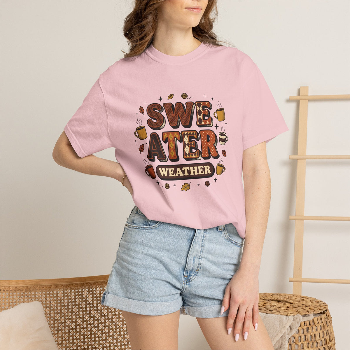Cozy Mug Maple Leaves Old School T-Shirt – Fall Latte Lover Design, Unisex Graphic Tee