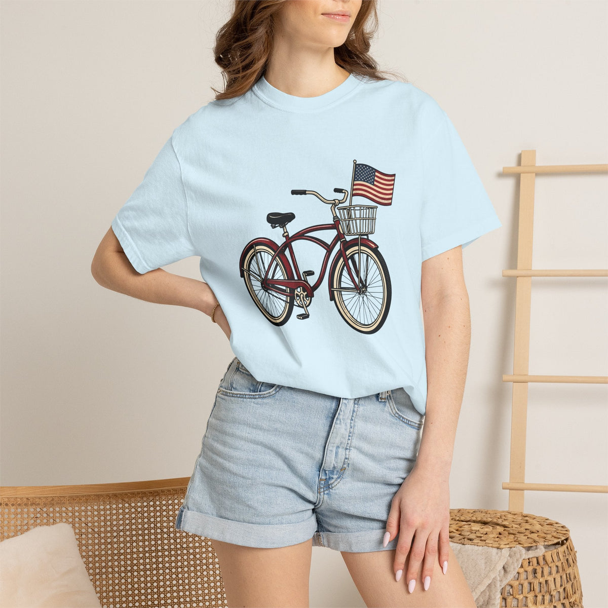 Bike Illustration Shirt 4th Of July America Unisex Gift Old product image 9