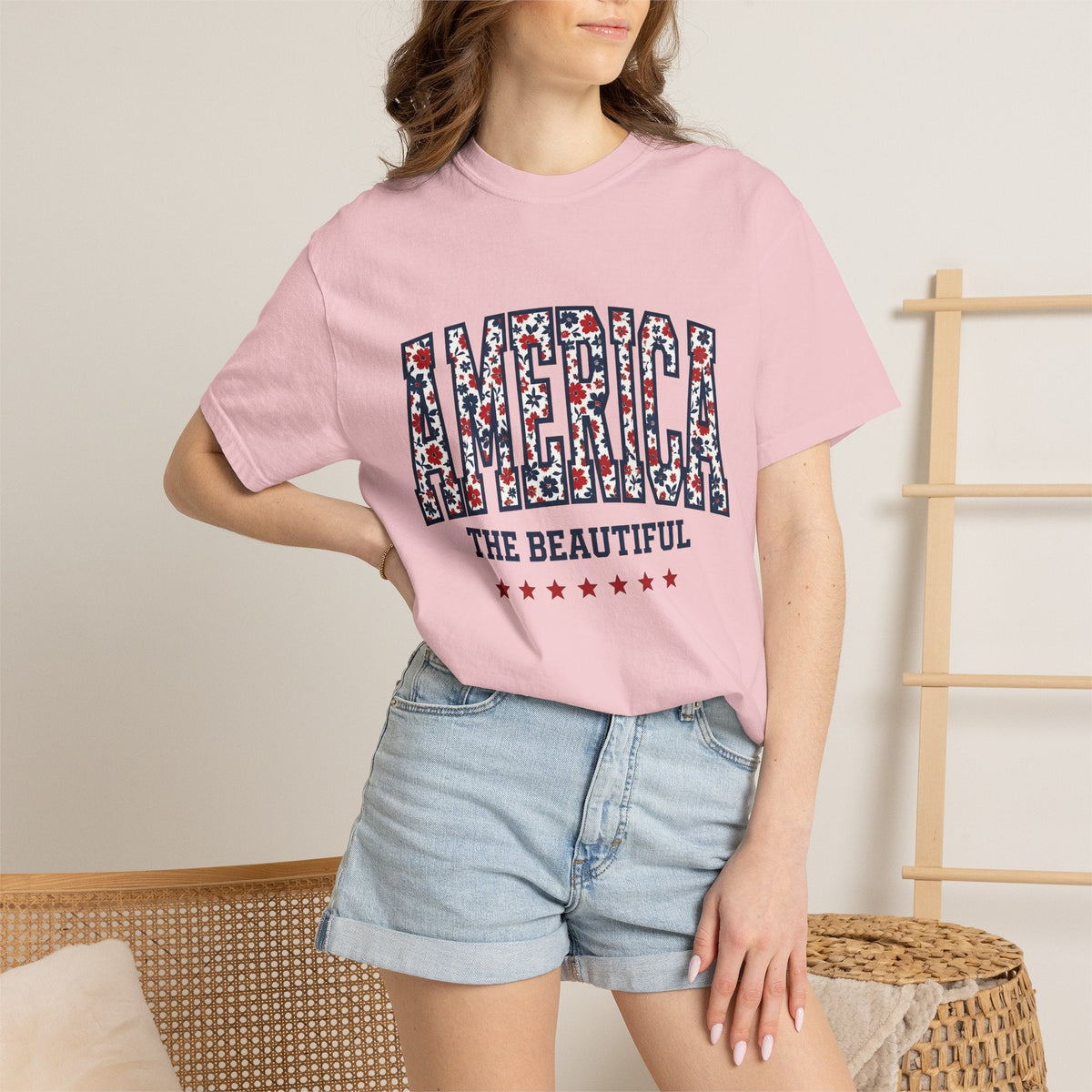 Floral Stars Pattern Shirt 4th Of July Patriotic Unisex product image 12