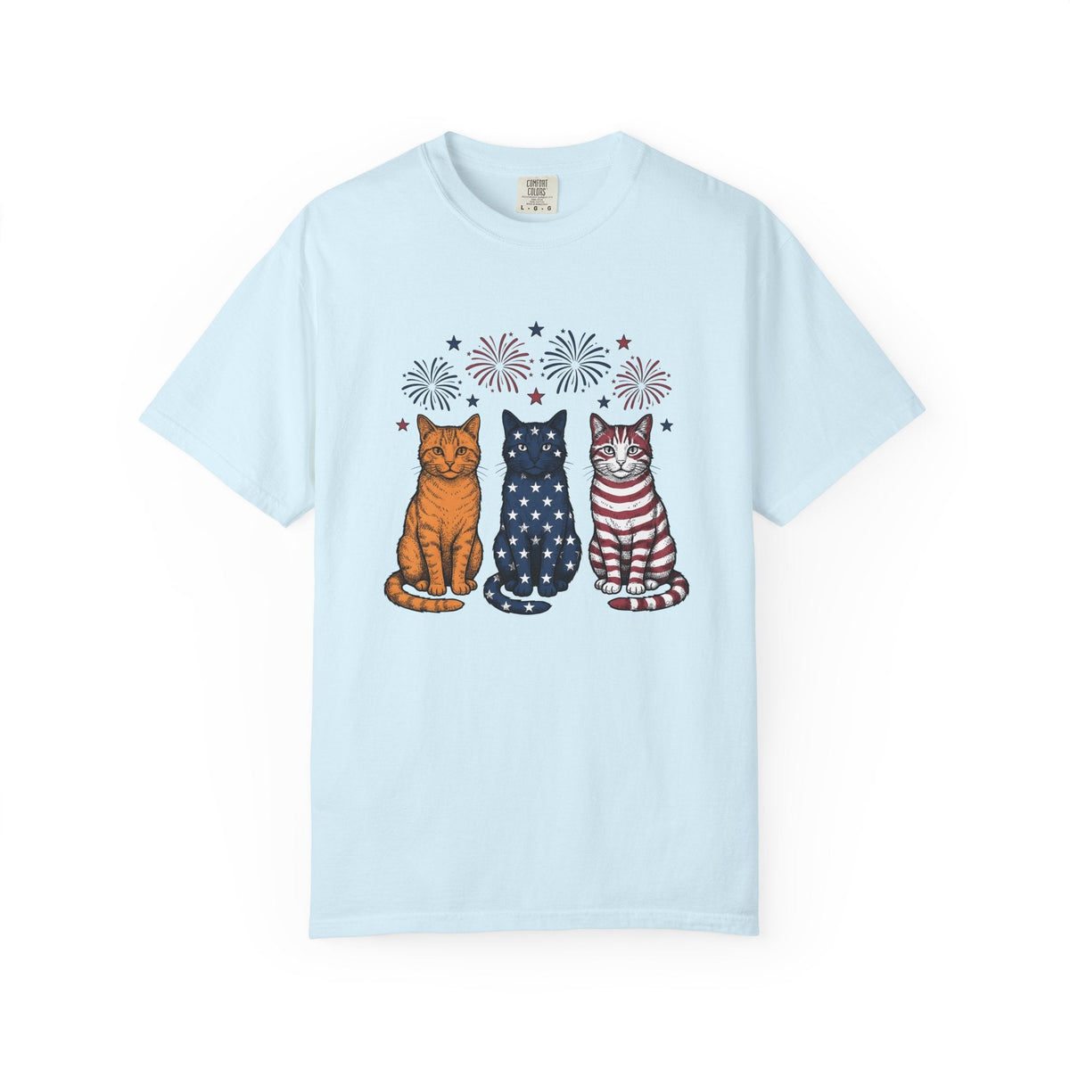 American Cats Sketch T-Shirt – 4th of July Kitten Lover product image 2