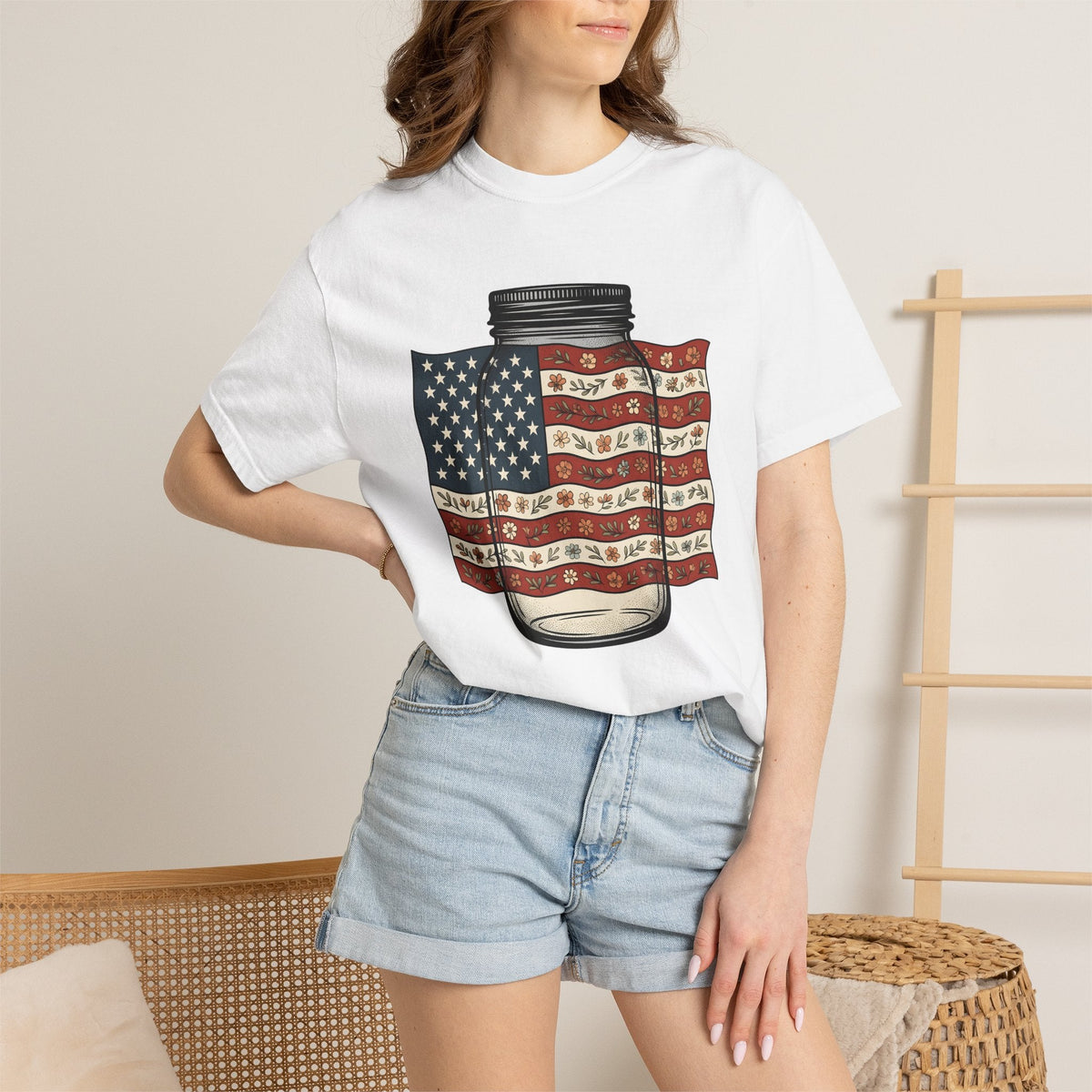 Mason Jar Flag Shirt 4th Of July Americana Unisex Gift Old product image 6