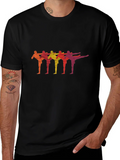 Retro Martial Arts Kick Line Black T-Shirt product image 1
