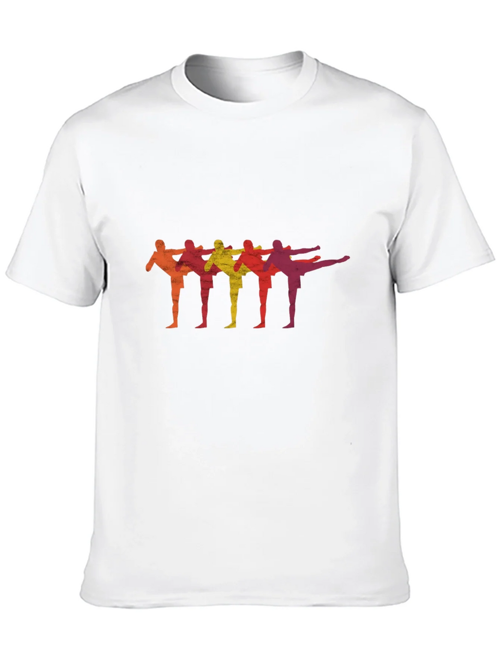 Retro Martial Arts Kick Line Black T-Shirt product image 3