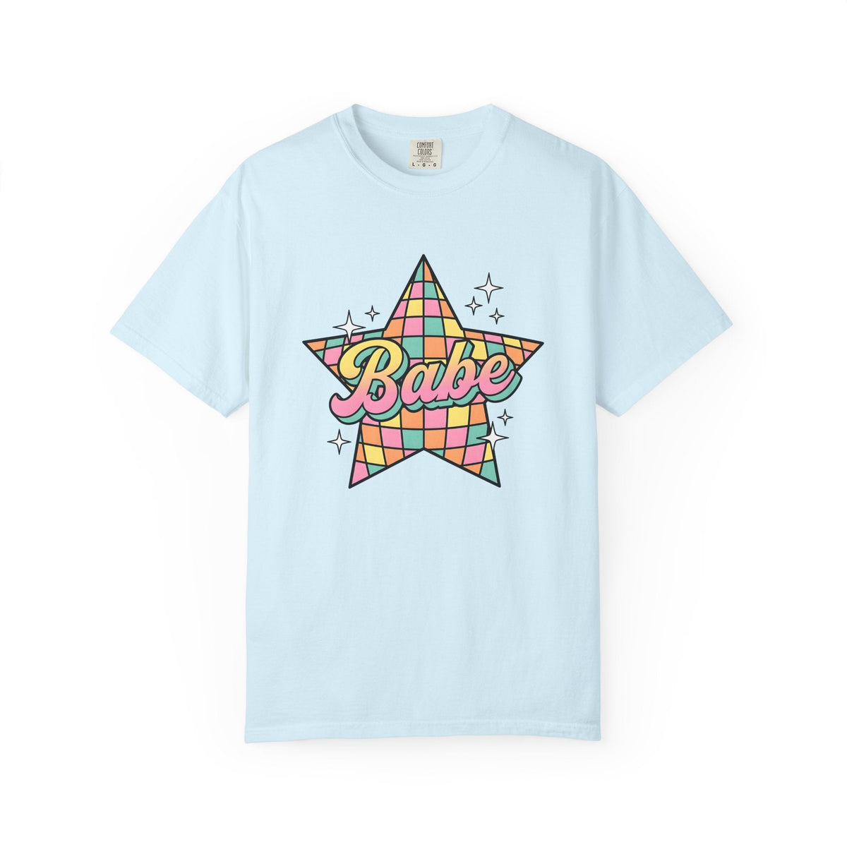 Pastel Gingham Star Retro T-Shirt – Cute Celestial product image 2