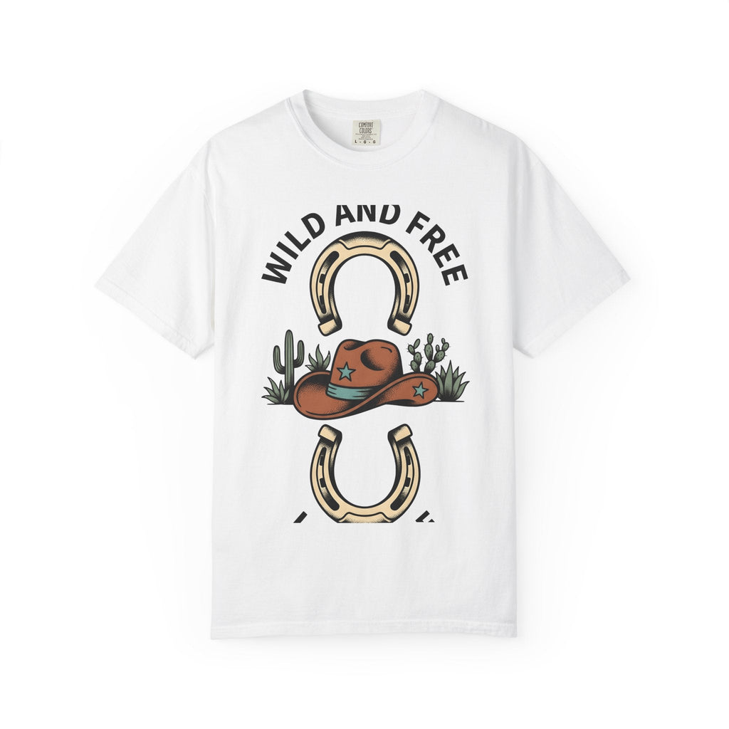 Cowboy Hat Shirt Cowgirl Ranch Gift Women Old West Tee Stetson T-Shirt Cowboy Fan Western Tshirt Farm Graphic Hand Drawn Horseshoe Tshirt