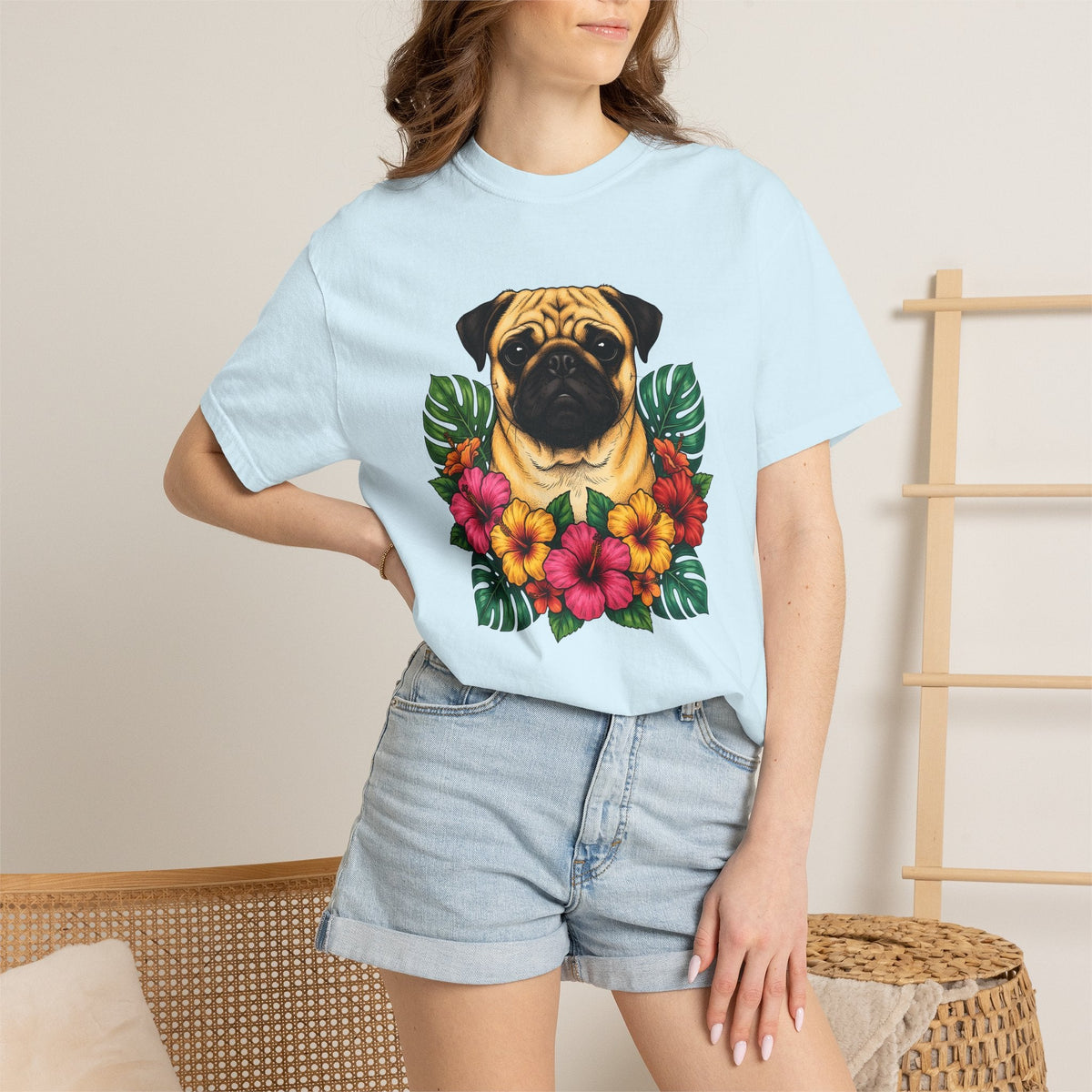 Pug Shirt Dog Botanicals Gift Women Sketch Tee Mops T-Shirt product image 9